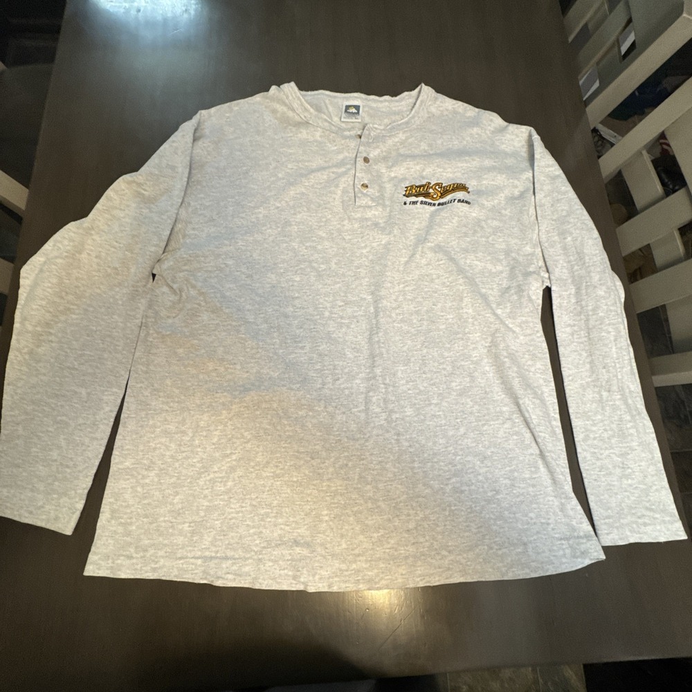 Vtg Bob Seger & the Silver Bullet Band Long Sleeve Single Stitched Henley XL 90S